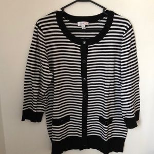 d&co button down cardigan sweater, stripes size L